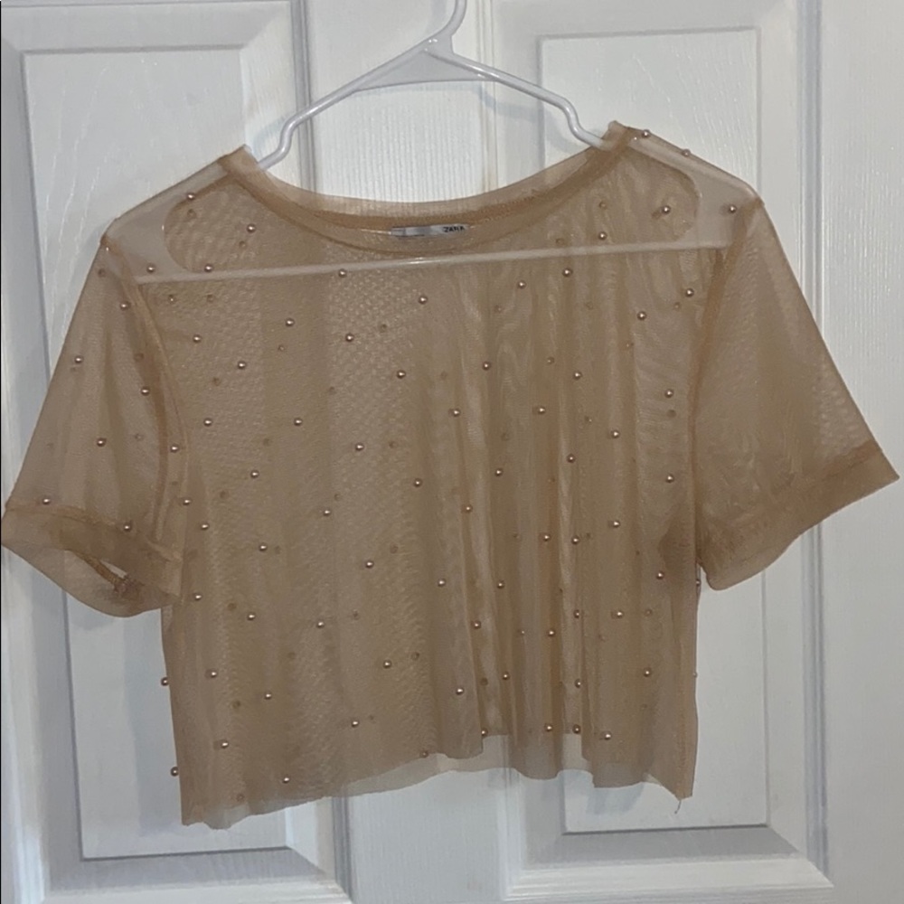 Zara sheer pearl T